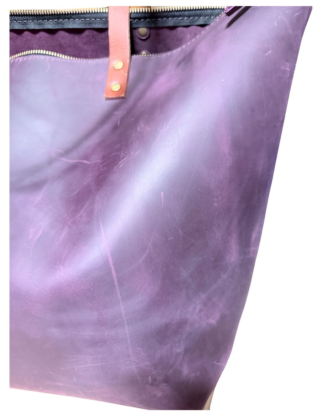 Portland Leather Goods oversized Tote Larkspur Purple VGUC - Picture 9 of 16